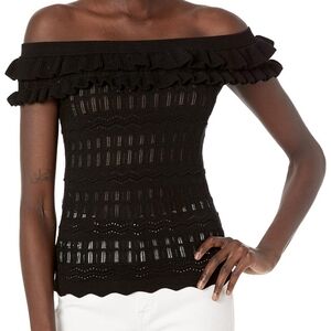 Guess off the shoulder pointelle sweater sz xl